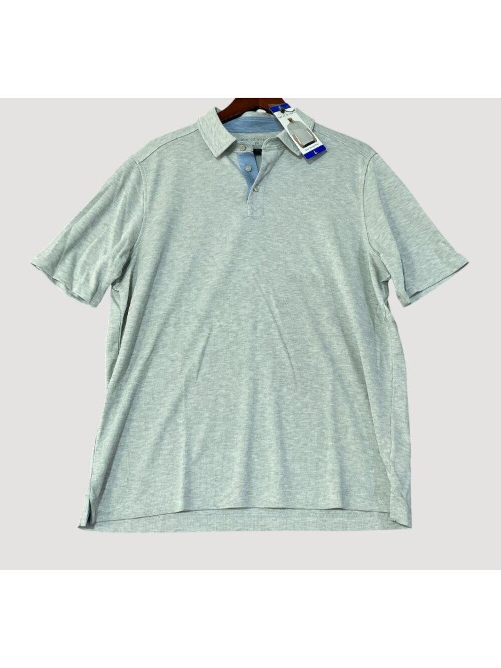 NWT Age Of Wisdom Men's L Gray Short-Sleeved Polo Shirt